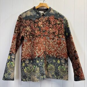 Vintage Phases Womens Artsy Reversible Quilted Kimono Jacket Size L Quiet Luxury